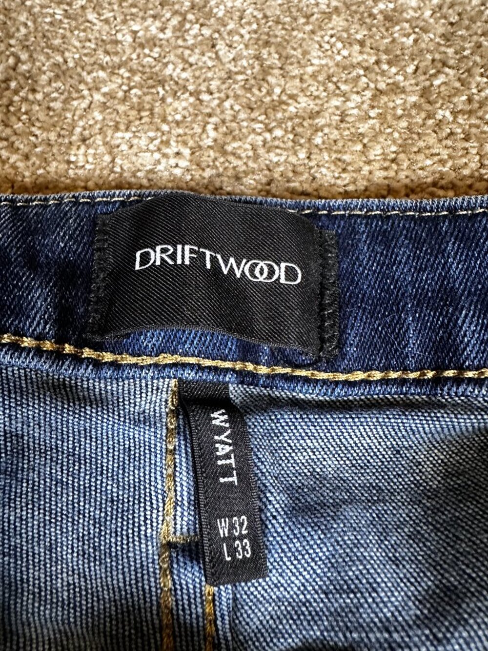 Driftwood Wyatt High Rise Button Fly Flare Jeans Size 32 Dark Wash - Picture 6 of 10